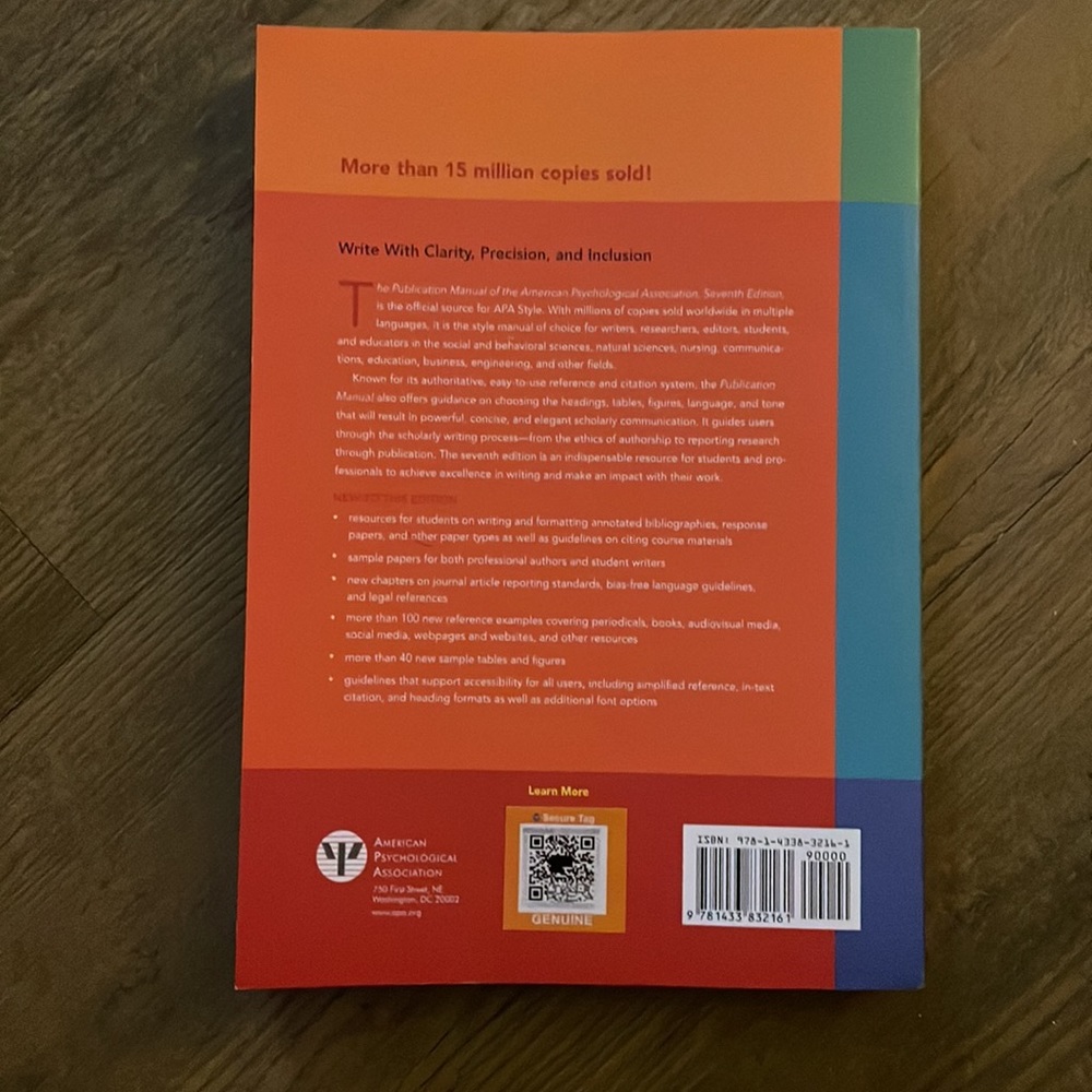 APA Manual 7th Edition Textbook - Picture 3 of 3